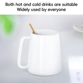 Smilatte white ceramic mug features a clean look that fits any kitchen decor.