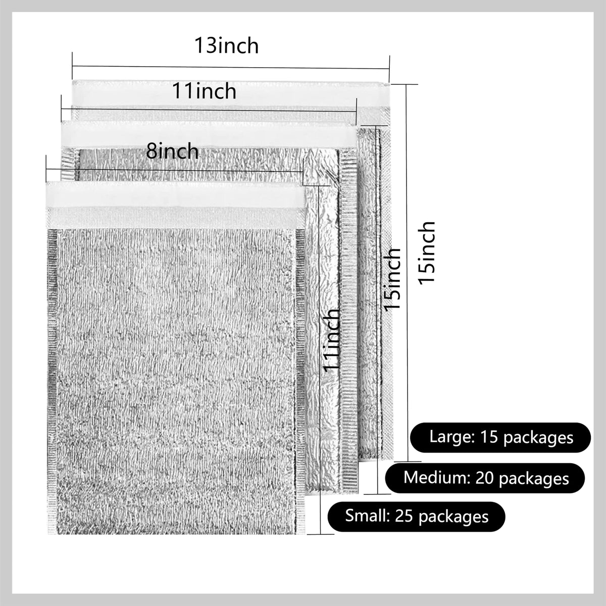 Smilco 15-pack insulation liners ready for bulk packaging.