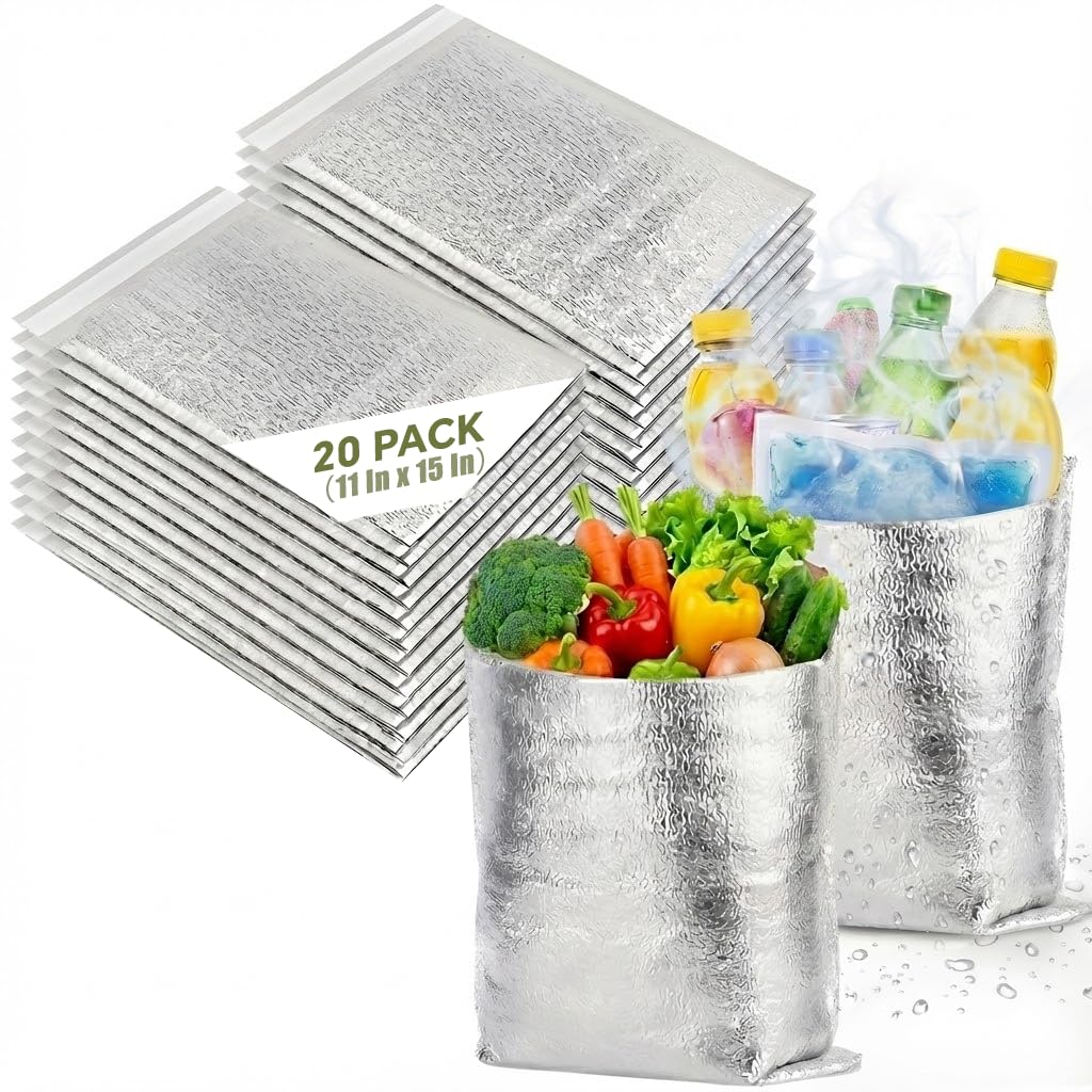 Smilco 20-pack insulation bags, flat-folded for compact storage.