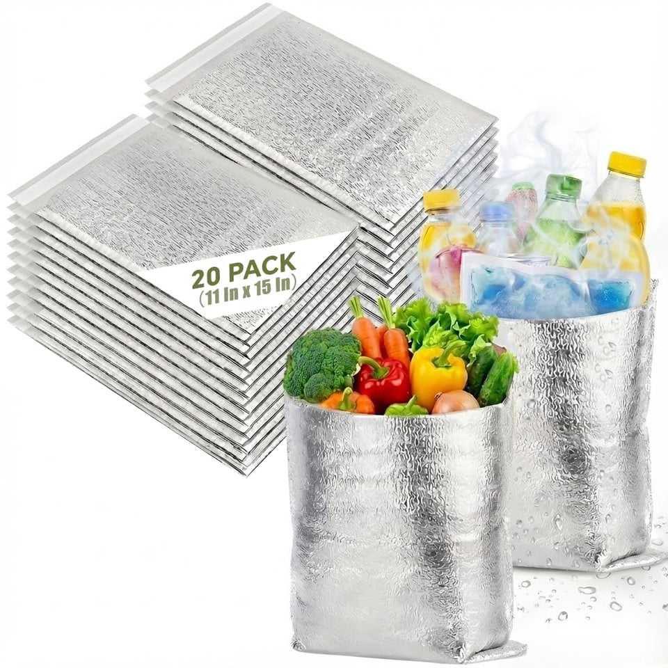 Smilco 20-pack insulation bags, flat-folded for compact storage.