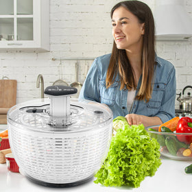 Smile mom salad spinner 5qt-colander enables thorough washing and efficient draining.