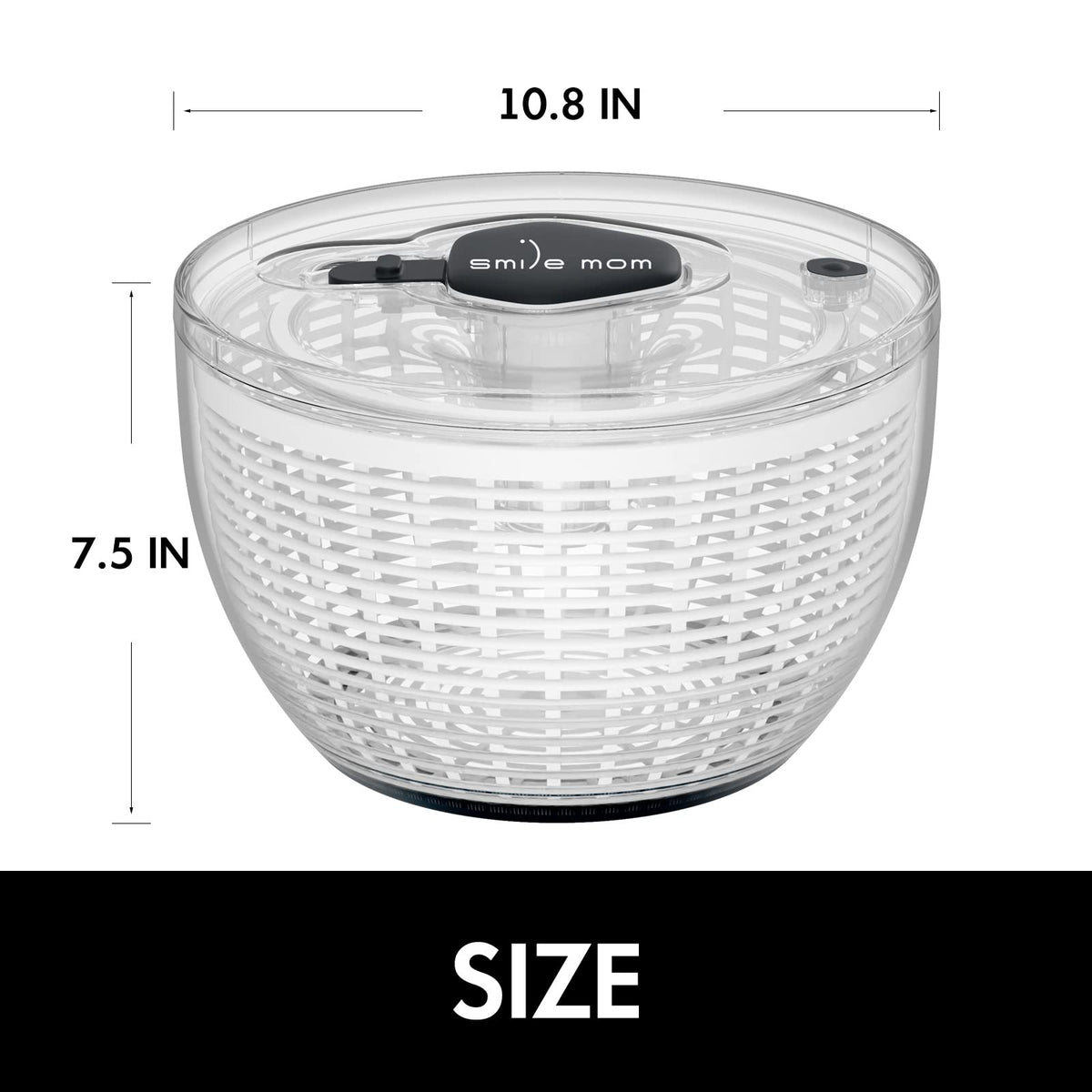 Smile mom salad spinner 6-3qt-bowl provides ample capacity for family meals.
