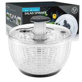 Smile mom salad spinner foldable-lid shows space-saving storage for a tidy kitchen.