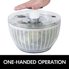 Smile mom salad spinner silicone-non-slip-base keeps the unit stable on counters.
