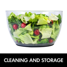 Smile mom salad spinner transparent-design lets you see drying progress clearly.