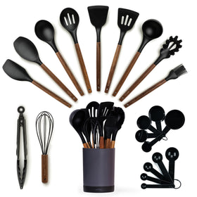 SMIRLY 22-piece utensil set with holder keeps counters organized for easy cooking.