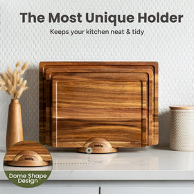 SMIRLY acacia wood cutting board grain detail—natural beauty and sturdy build.