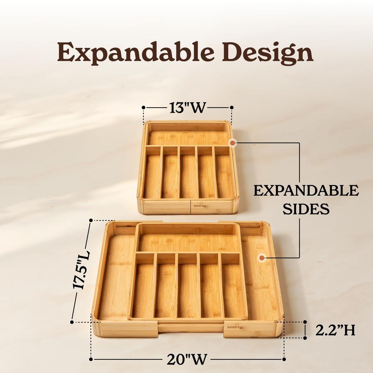 SMIRLY bamboo base provides a sturdy, stable foundation for daily utensil use.