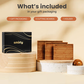 SMIRLY 3-piece pack of bamboo boards for varied prep needs