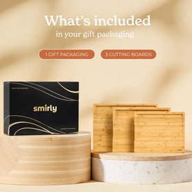 SMIRLY 3pc set stacked neatly for compact storage