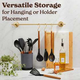 SMIRLY black silicone utensils blend with modern kitchens and nonstick cookware.