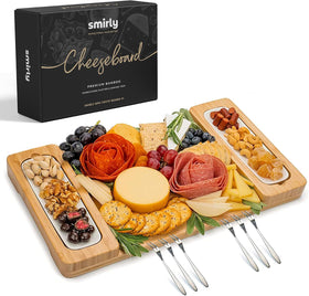 SMIRLY charcuterie board large bamboo serving tray for elegant entertaining