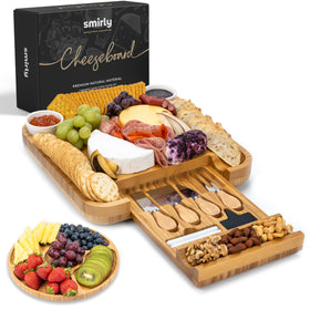 SMIRLY large charcuterie board top view for stylish entertaining