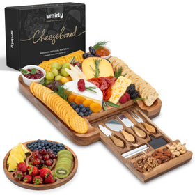 SMIRLY Charcuterie Board with lid on display, ideal for stylish entertaining and easy serving