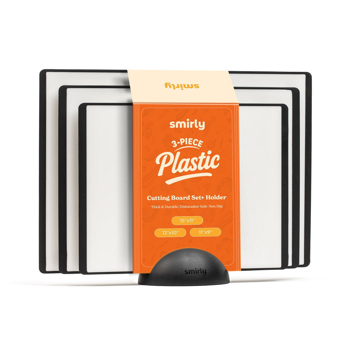 Smirly cutting board set with holder keeps counters tidy and ready