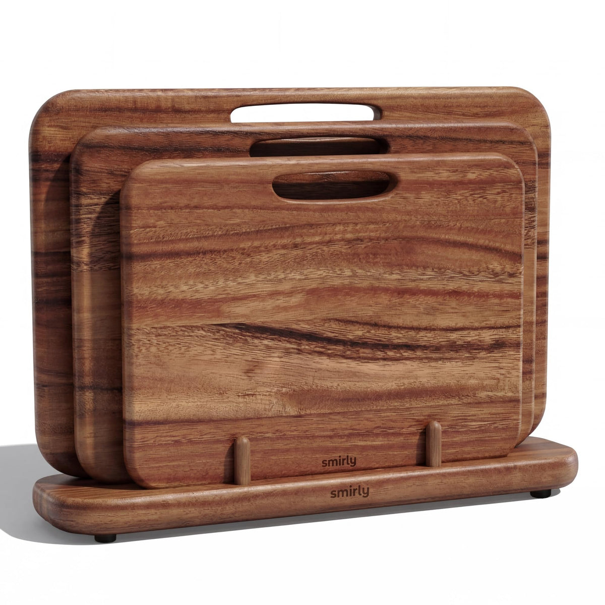 SMIRLY cutting boards on a stand keep countertops tidy and dry.