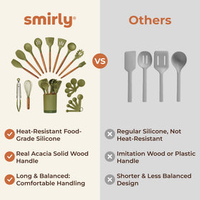 SMIRLY silicone utensils holder in green keeps tools organized on the counter