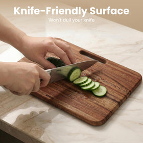 SMIRLY solid wood cutting board shows thick 0.83 inch construction.