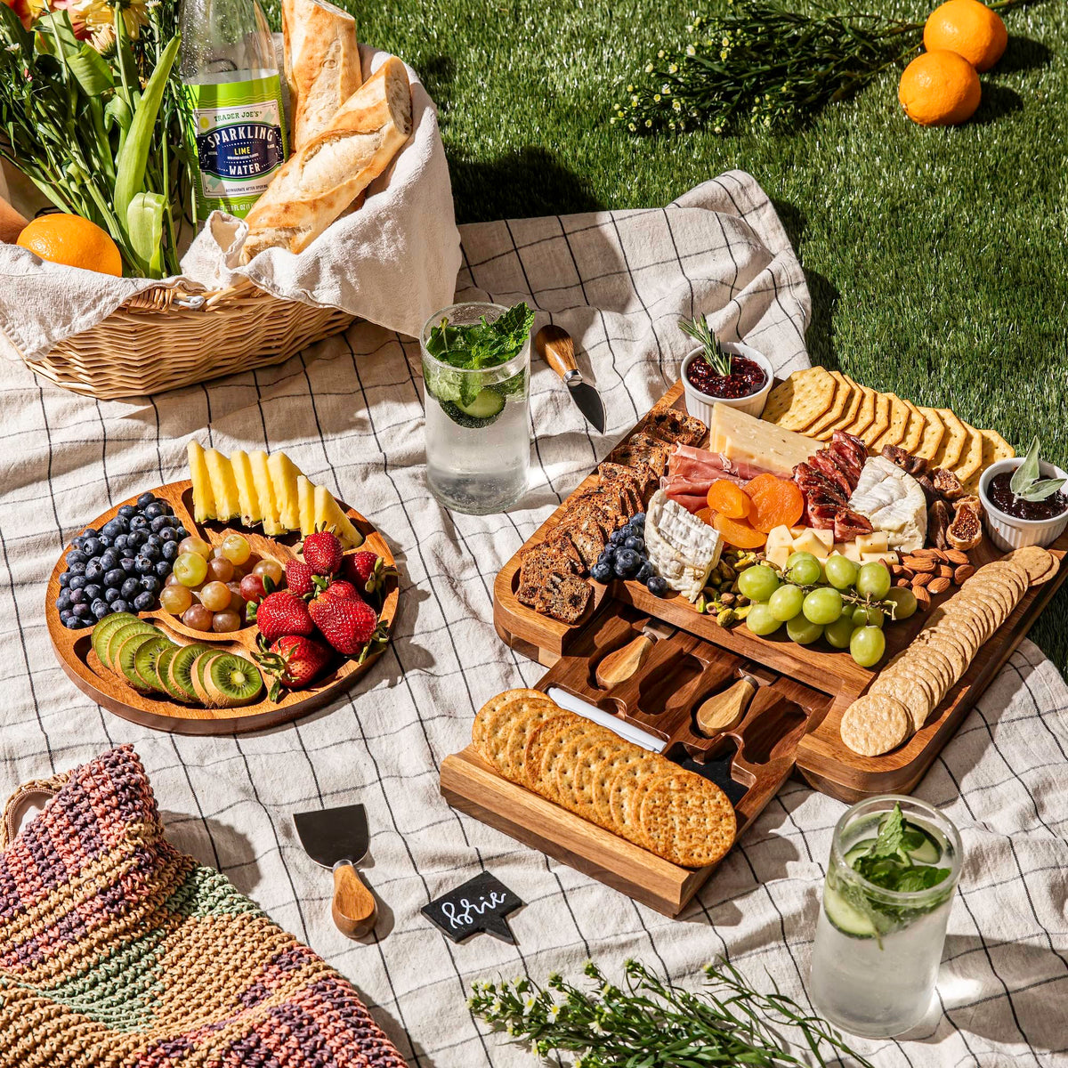 SMIRLY Board set styled with wine and cheese for elegant entertaining