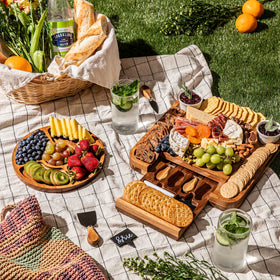 SMIRLY Board set styled with wine and cheese for elegant entertaining
