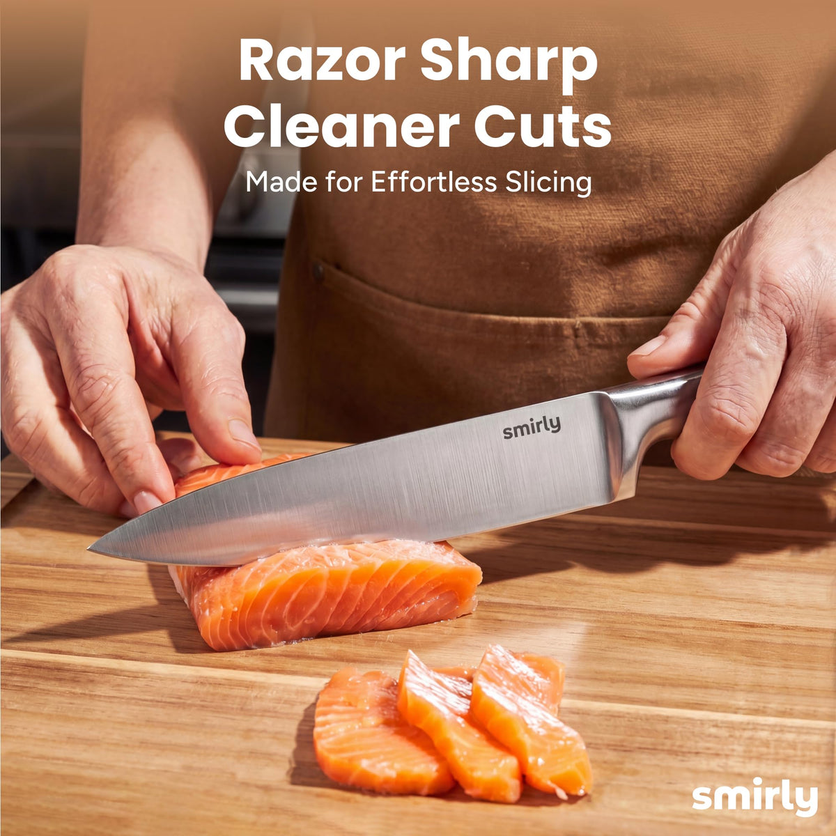 SMIRLY pine wood knife block offers durable, moisture-resistant storage