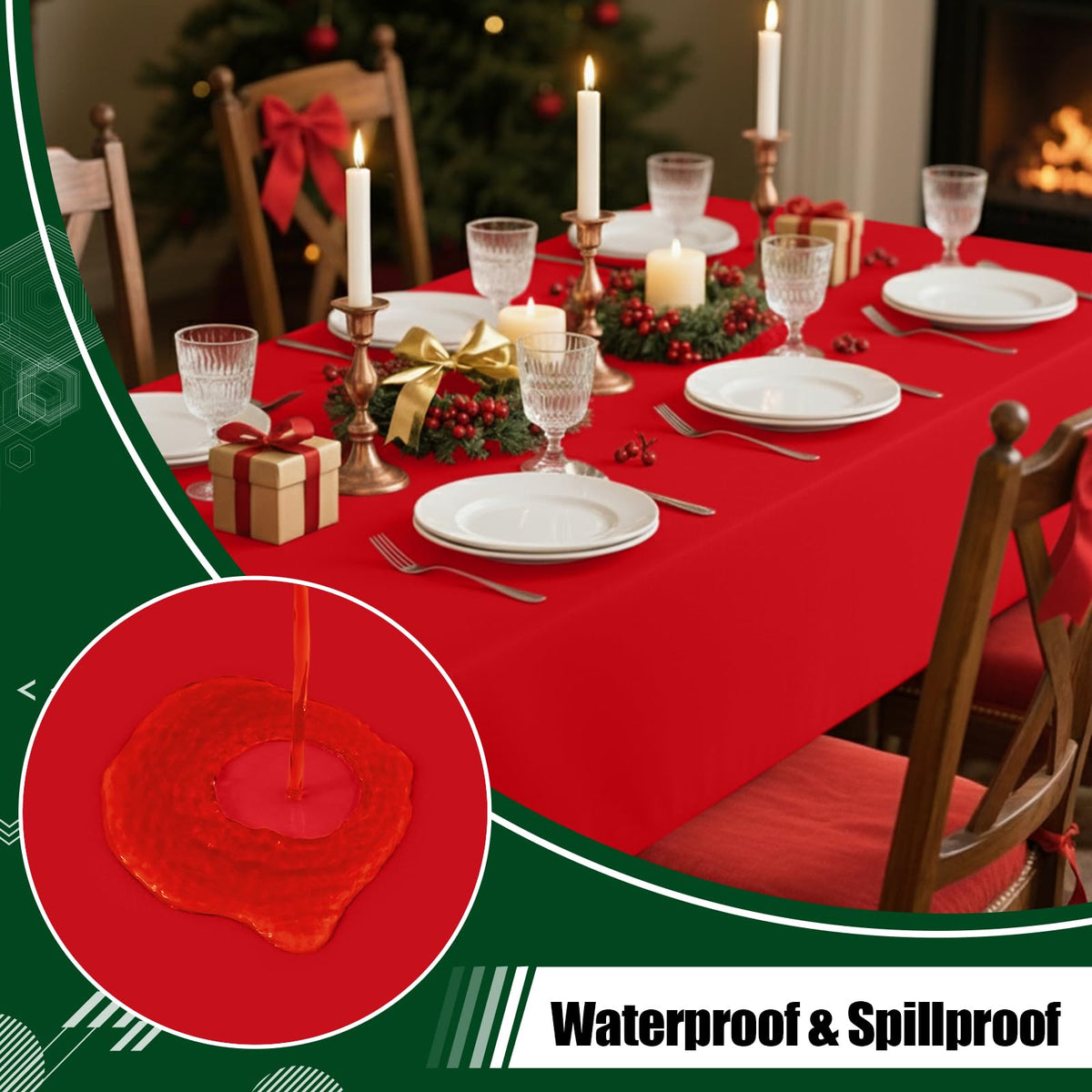 Smiry 108x54 rectangle tablecloth provides broad coverage for standard tables.