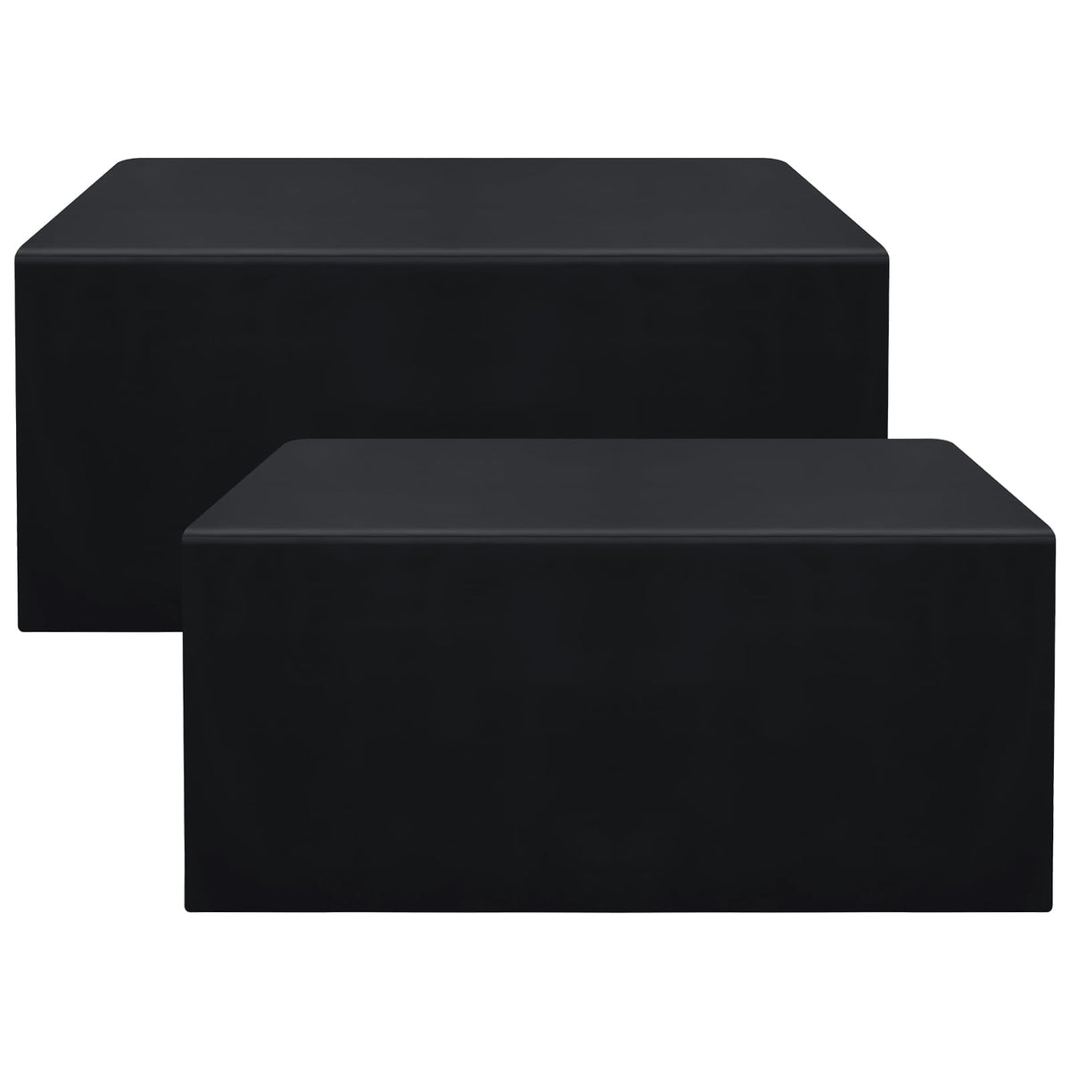 Smiry 2-pack fitted black tablecloth neatly covers a 6-foot rectangle table.