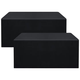 Smiry 2-pack fitted black tablecloth neatly covers a 6-foot rectangle table.
