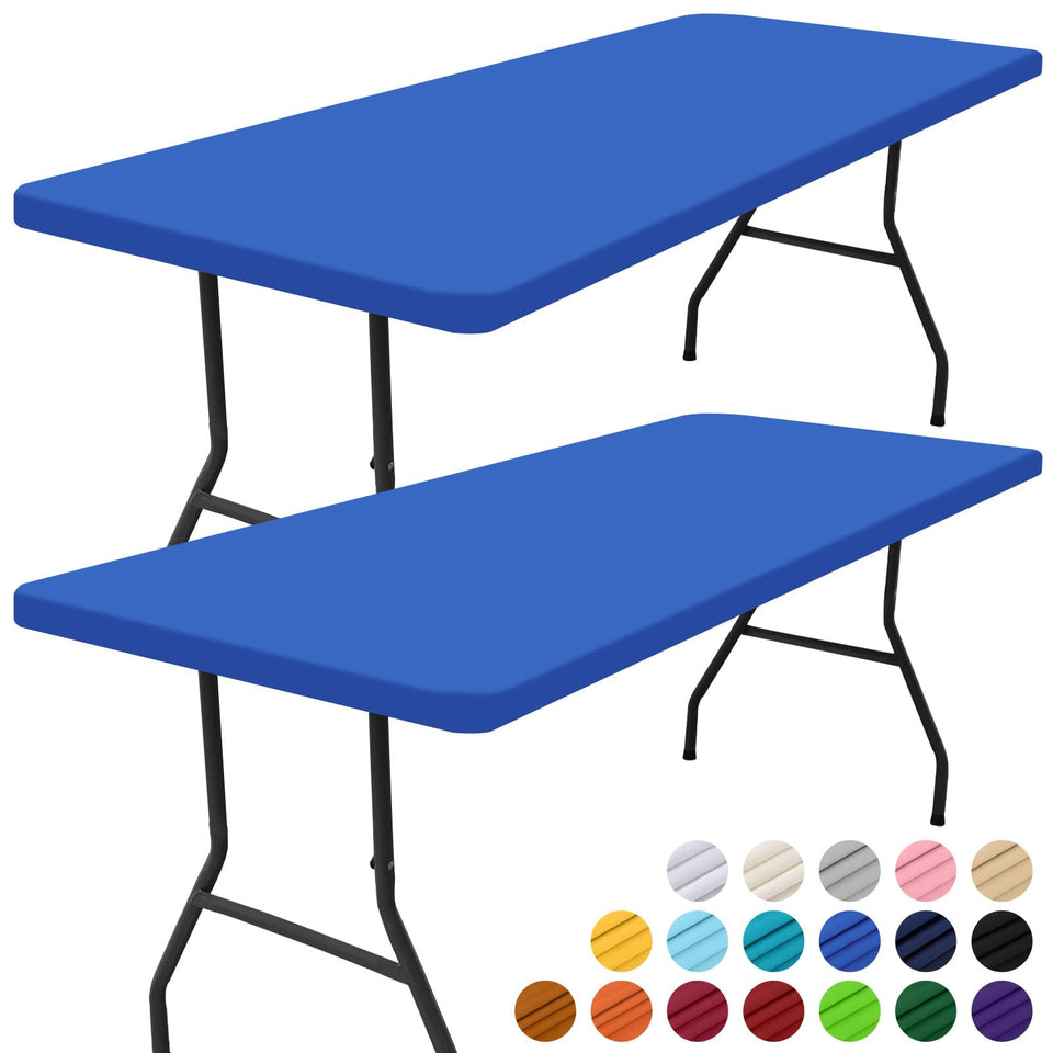 Smiry 2-pack rectangle picnic table cloth with elastic edge ensures secure fit.