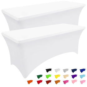Smiry 2-pack spandex tablecloth with folding legs pockets for folding-table fit.