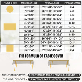Smiry beige table cloth protecting indoor and outdoor dining surfaces.