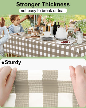 Smiry disposable rectangle table cover with gingham pattern for easy cleanup.