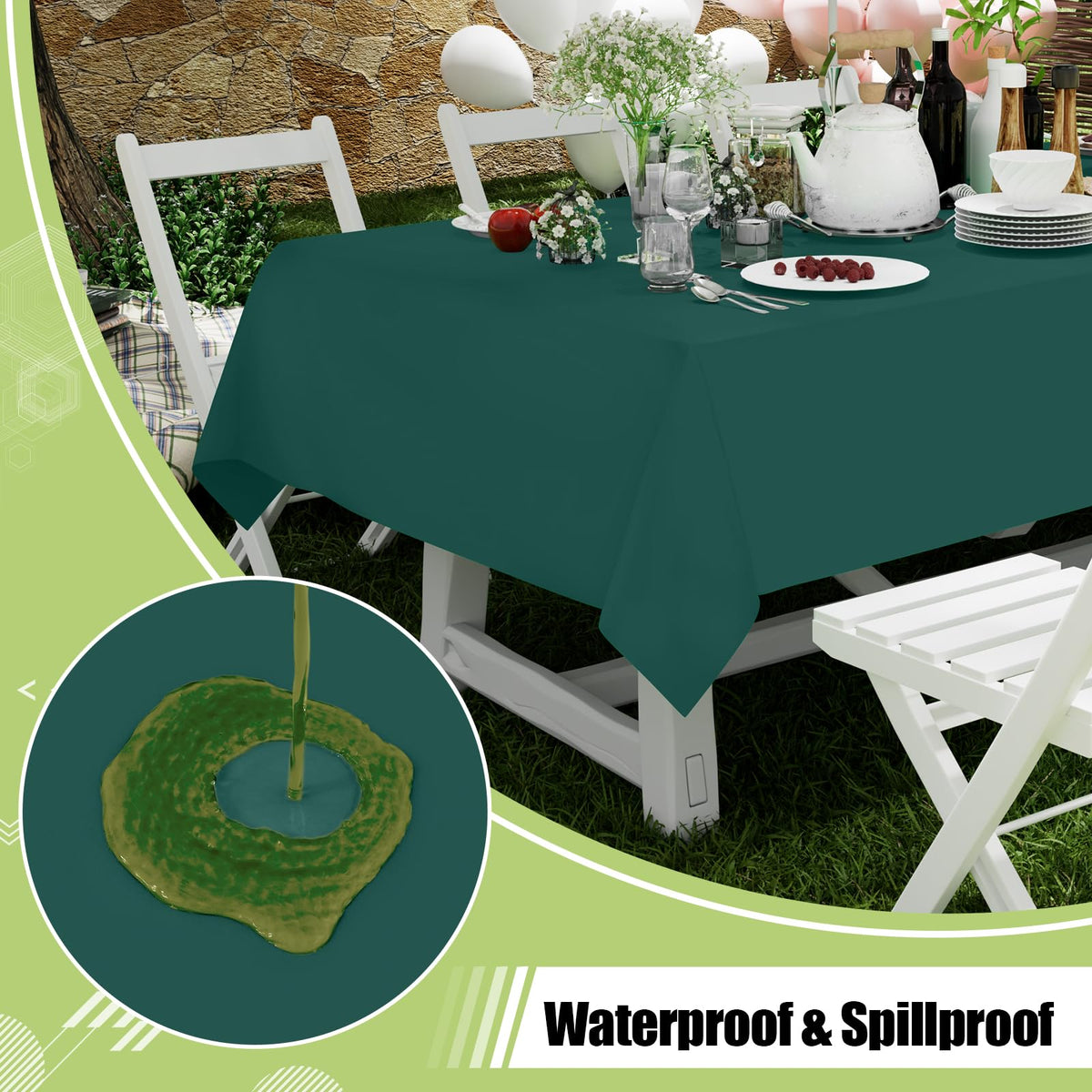 Smiry disposable table cloth 54 by 108 inch waterproof surface resists spills during gatherings.