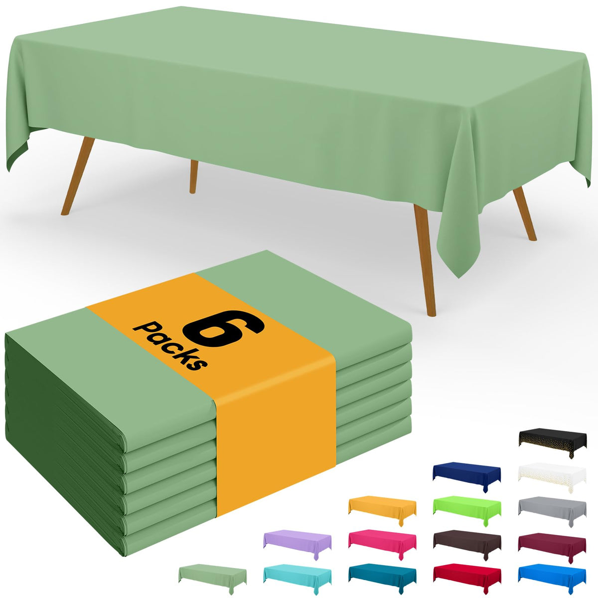 Smiry disposable table cloth 6-pack for quick setup and easy cleanup.