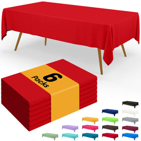 Smiry six-pack disposable table cloth in red for quick party setup.