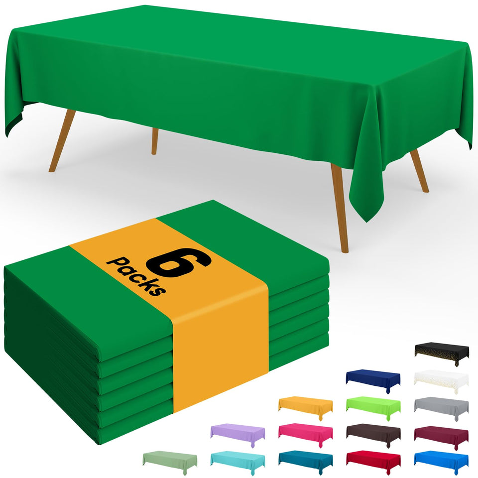 Smiry green disposable table cloth for party setups, rectangle 108 by 54 inches.