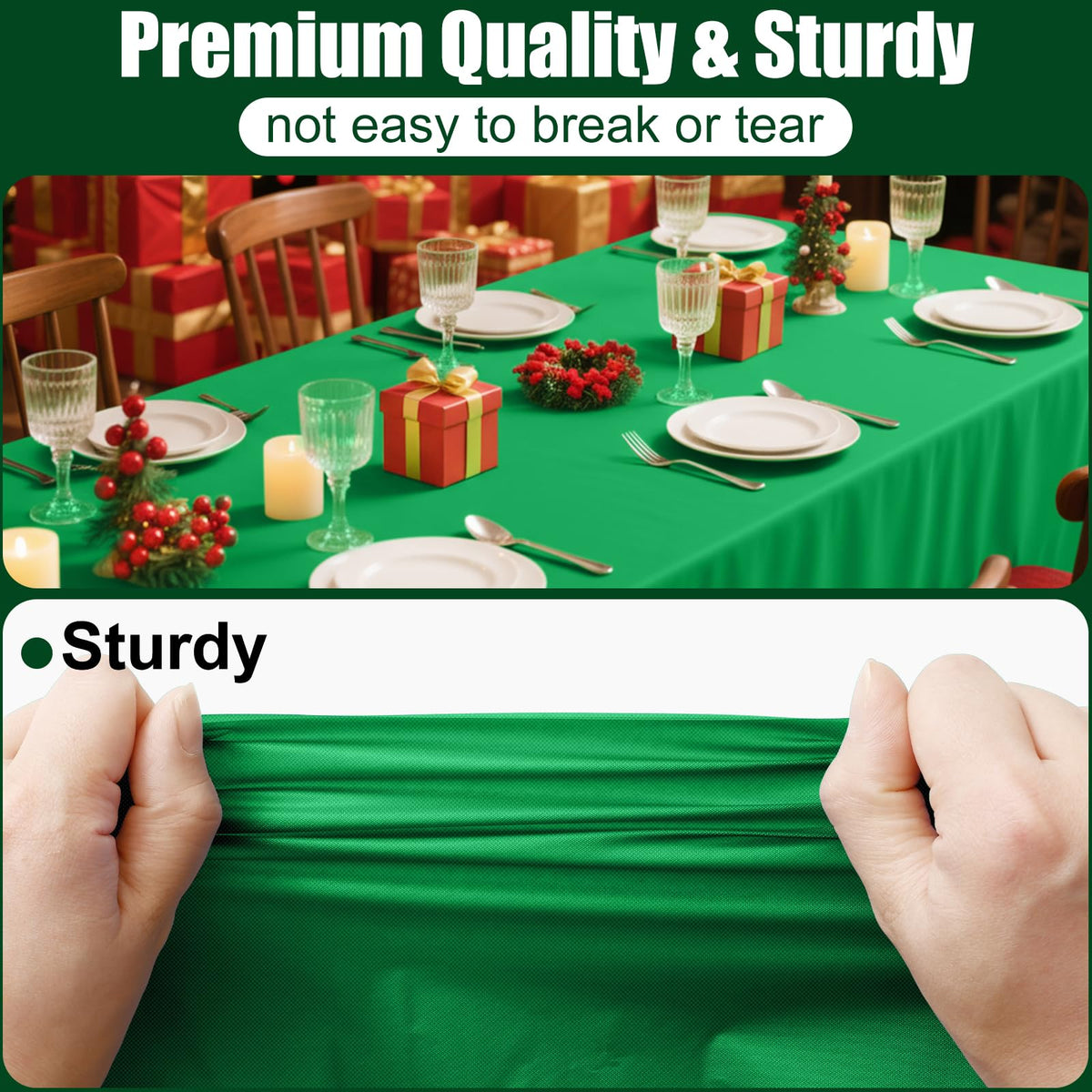 Smiry waterproof PEVA tablecloth in green to protect surfaces and clean easily.