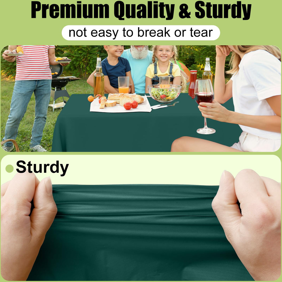 Smiry waterproof table cloth protects surfaces during celebrations and outdoor meals.
