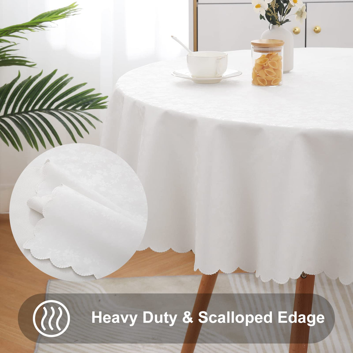 Smiry durable daily-use tablecloth protects surfaces from spills.