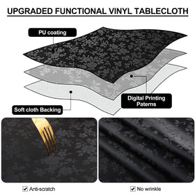 Smiry easy-clean tablecloth with wipeable surface simplifies quick spill cleanup.