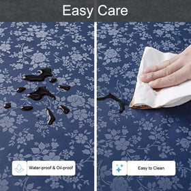 Smiry easy-clean washable tablecloth in navy 60x84
