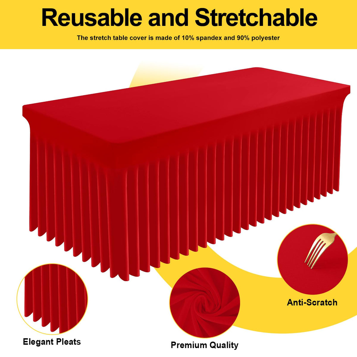 Smiry elastic fitted tablecloth on a 6ft table provides a snug, clean fit.