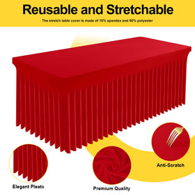 Smiry elastic fitted tablecloth on a 6ft table provides a snug, clean fit.
