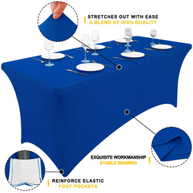 Smiry elastic-fit tablecloth closeup shows durable stitching for long-lasting use.