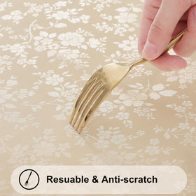 Smiry heavy-duty tablecloth draping neatly on a dining table.
