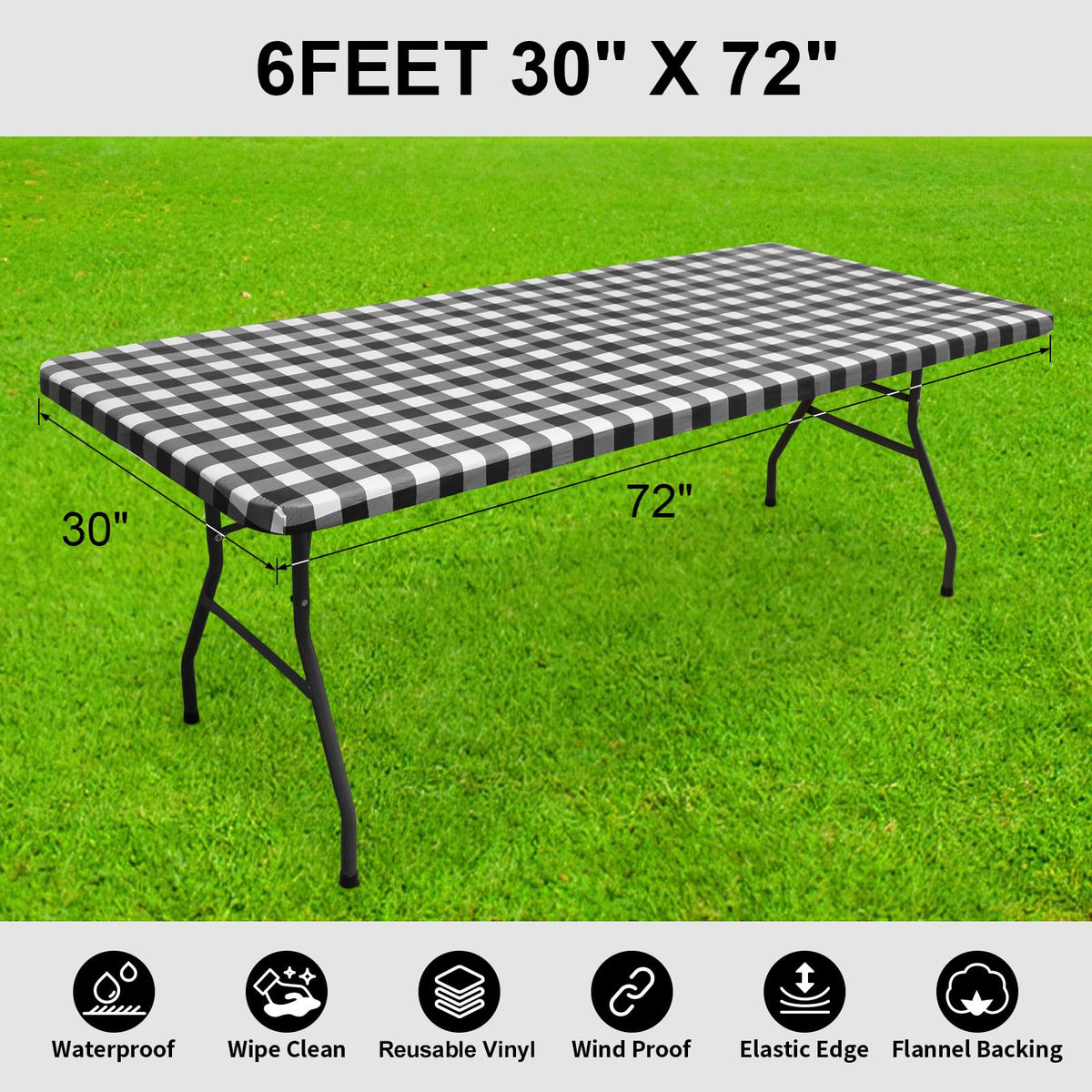 Smiry buffalo plaid tablecloth ideal for camping and picnics.