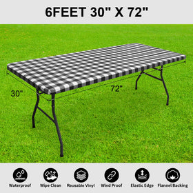 Smiry buffalo plaid tablecloth ideal for camping and picnics.