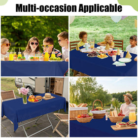Smiry outdoor picnic setup with navy tablecloth and easy cleanup