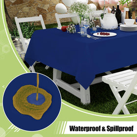 Smiry navy PEVA table cover close-up highlighting durability