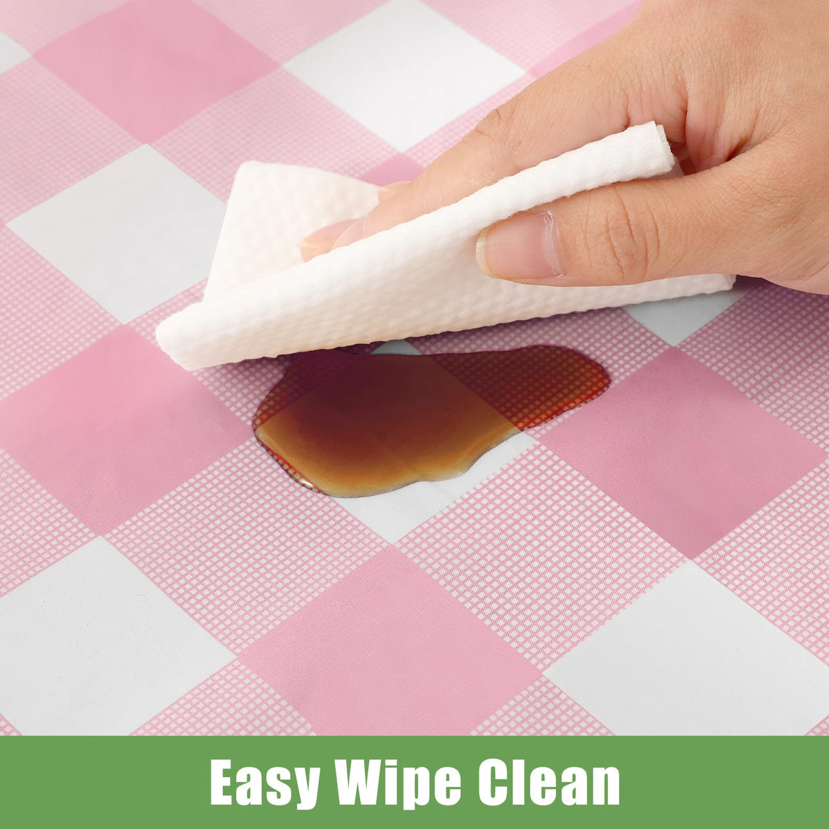 Smiry buffalo-plaid inspired pink gingham tablecloth for festive gatherings.
